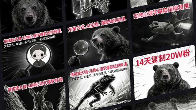 情绪放大镜-动物心理学爆款短视频课，文案公式、AI生图、多平台变现，14天复制20W粉-知赚网