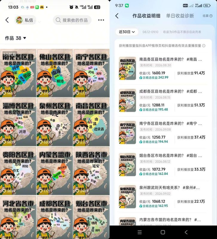 抖音3.2W粉博主理史游记AI历史游记短视频教学,热门赛道条条爆赞,单条独家精选收益1k+-知赚网